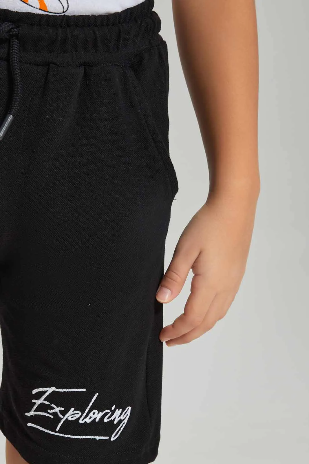 Boys Black Pique Shorts sold by Redtag product image thumbnail 4