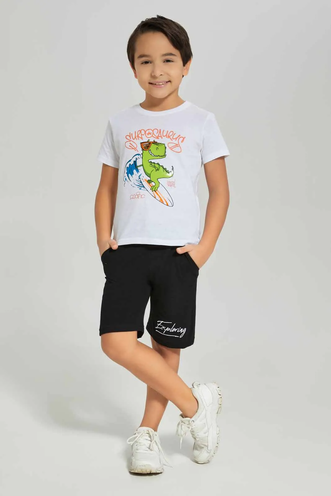 Boys Black Pique Shorts sold by Redtag product image thumbnail 2