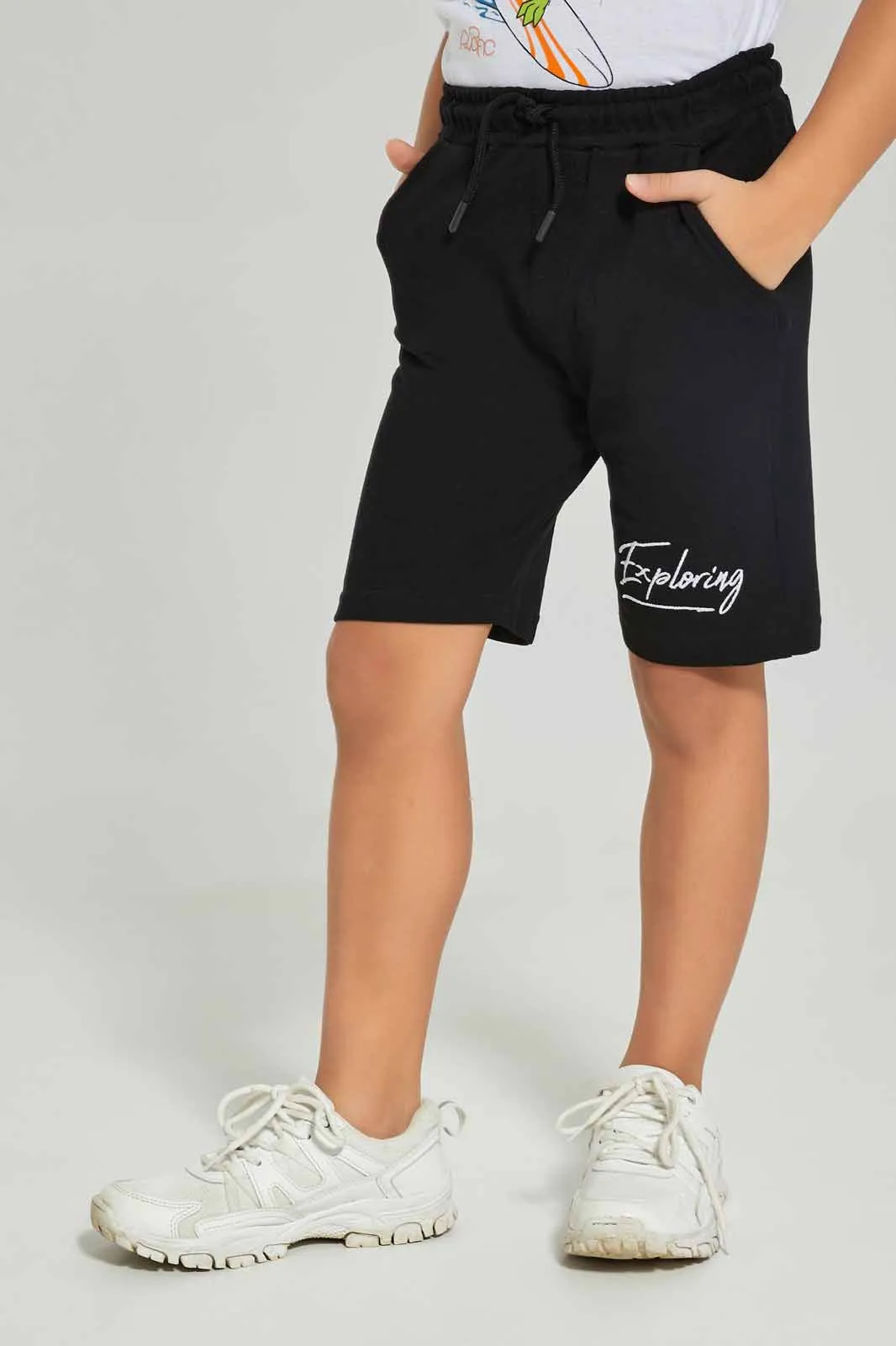 Boys Black Pique Shorts sold by Redtag