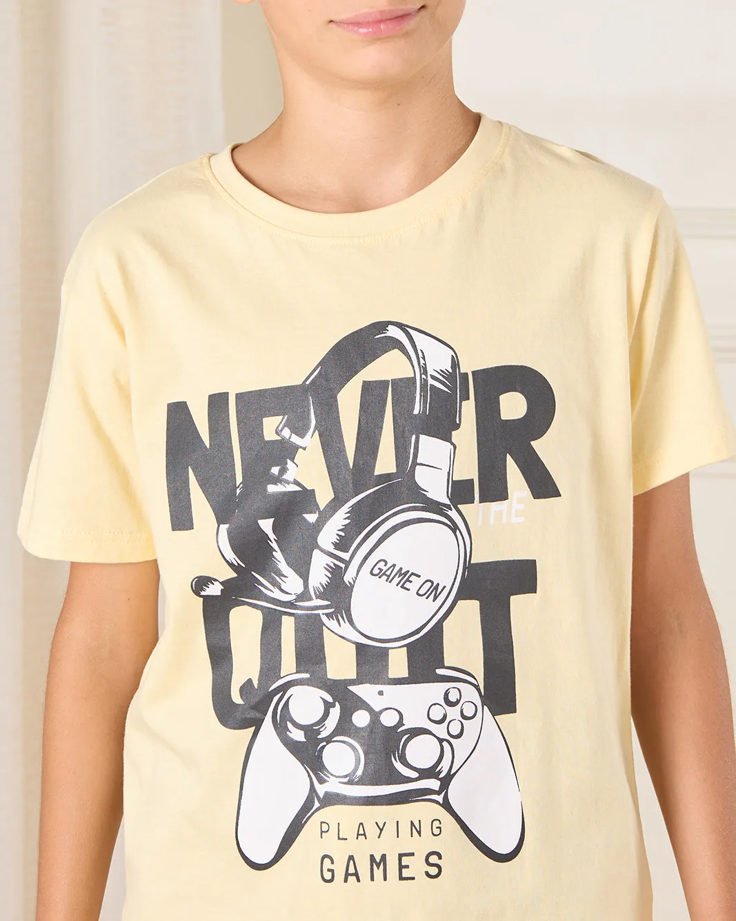 Senior Boys Yellow Printed T-Shirt sold by Redtag product image thumbnail 4