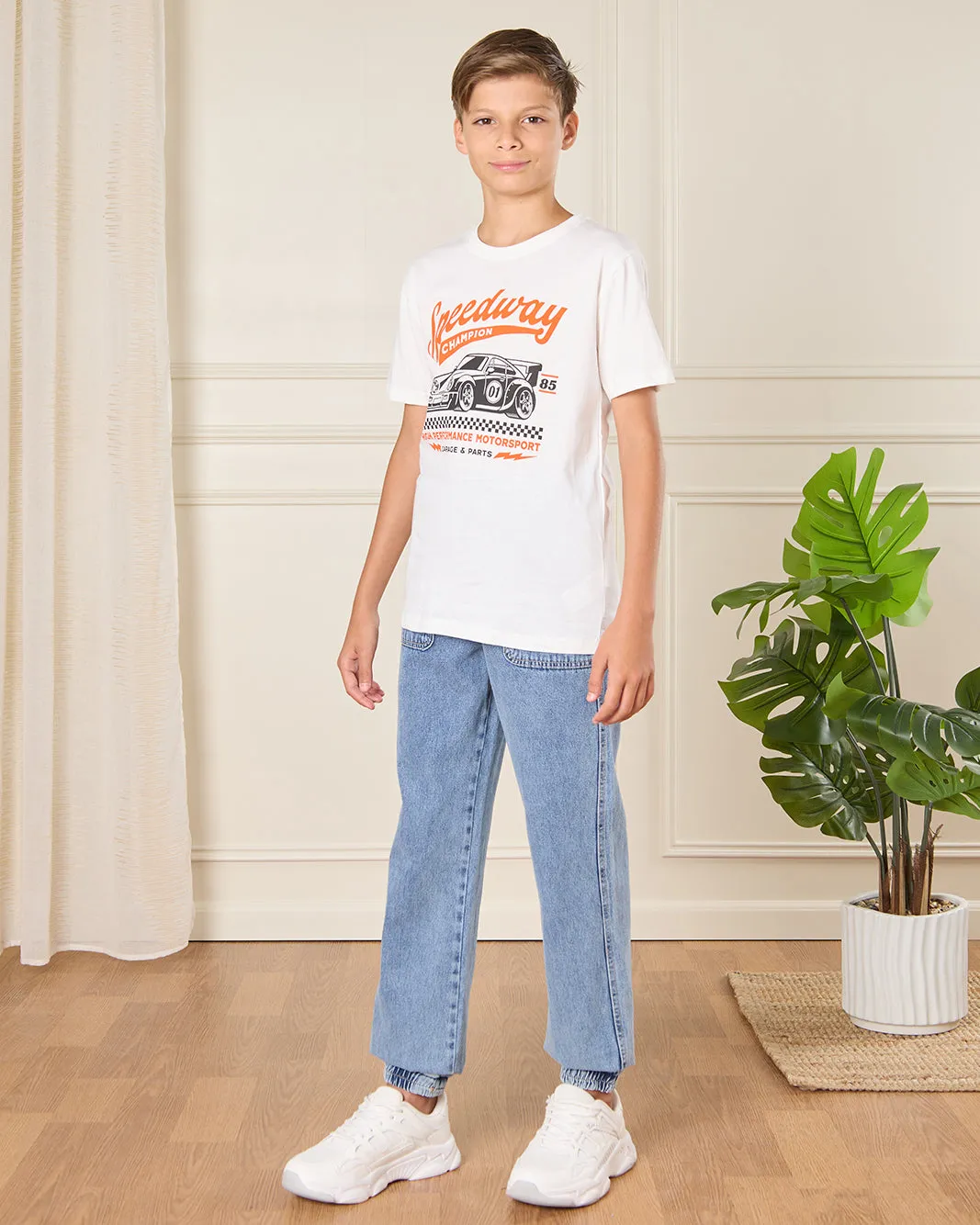 Senior Boys White Printed T-Shirt sold by Redtag product image thumbnail 2