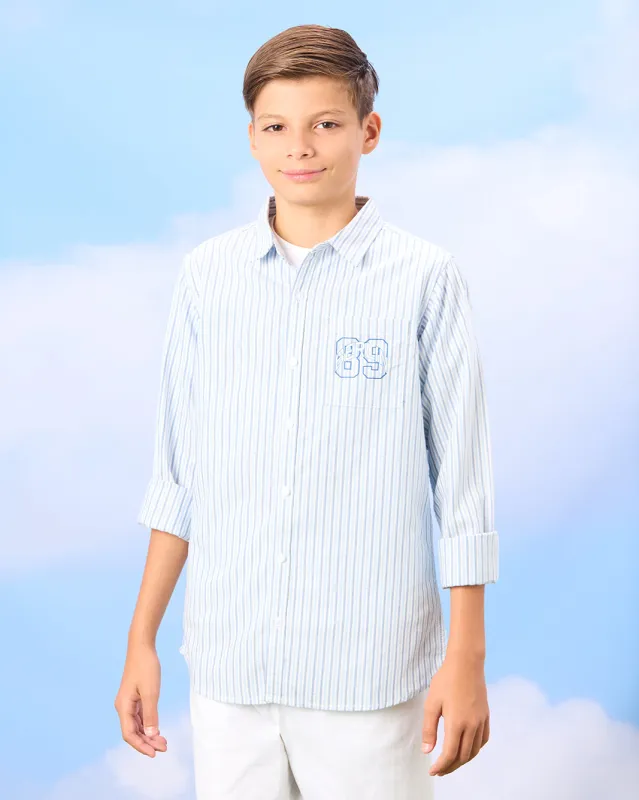 Senior Boys Blue Oxford Shirt With White T-Shirt Set (2 Piece) sold by Redtag