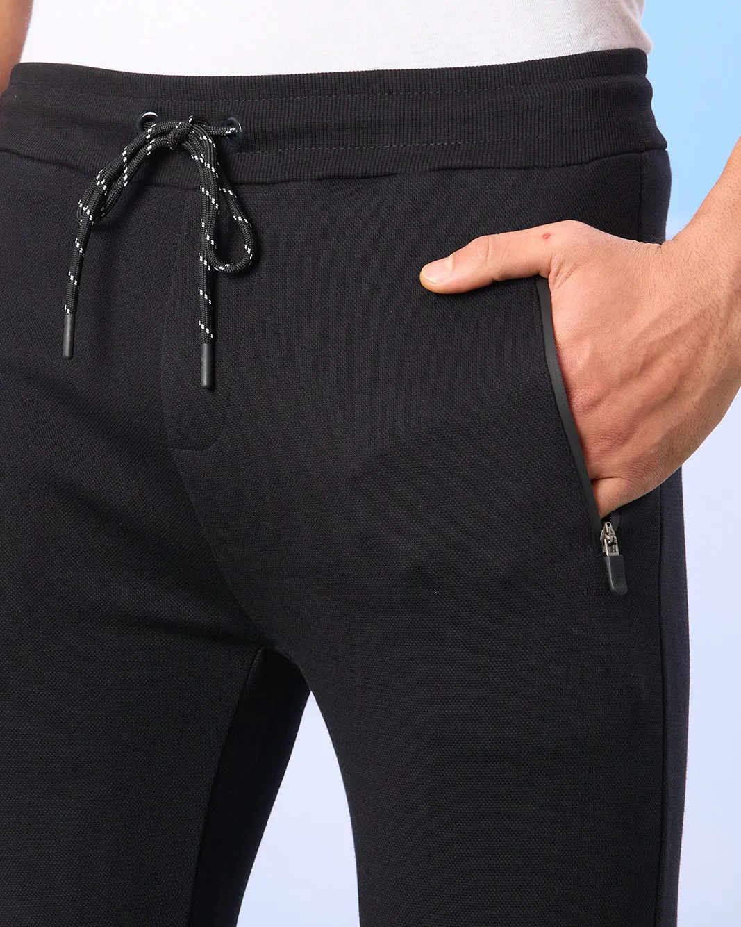 Men Black Printed Active Track Pants sold by Redtag product image thumbnail 4