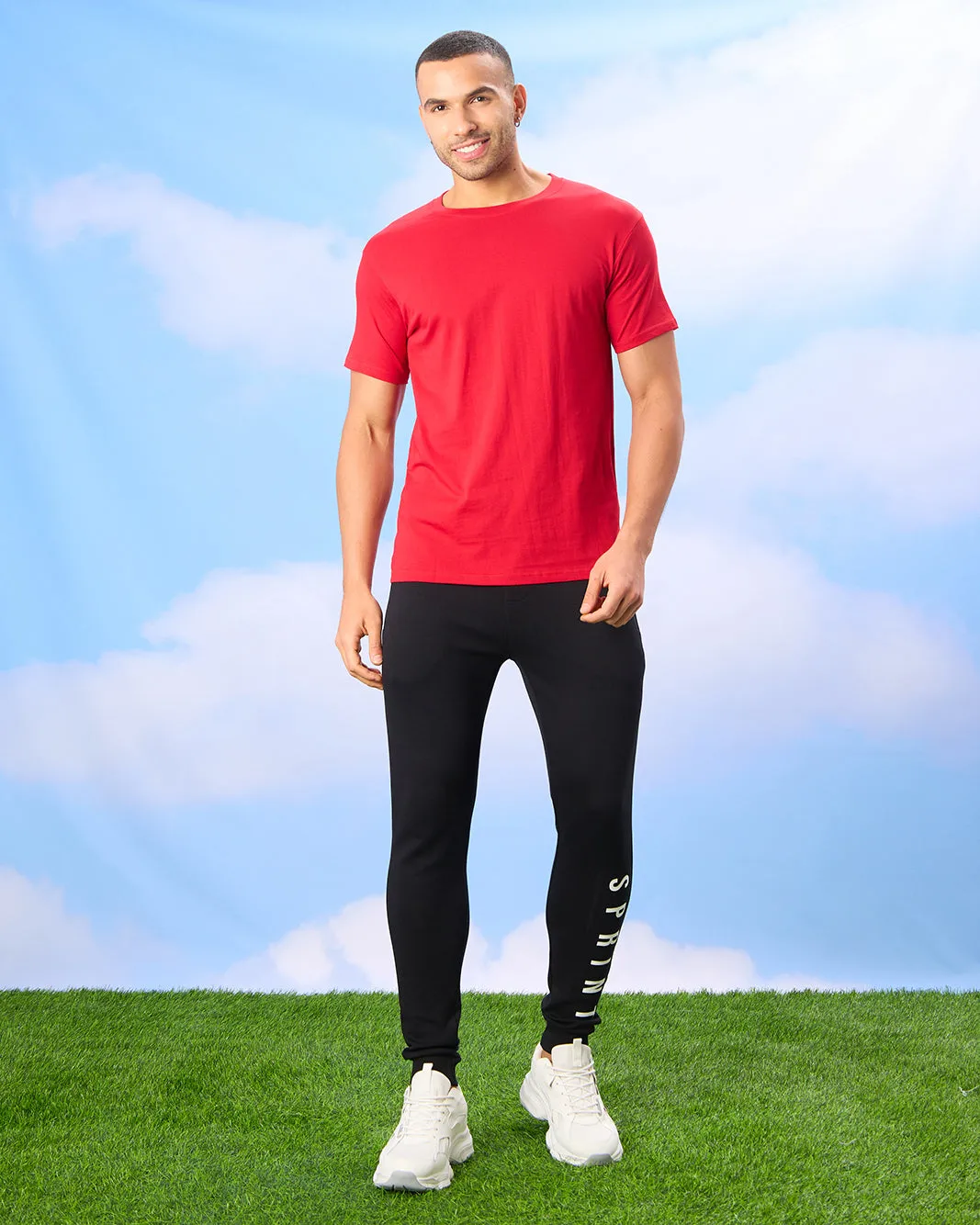 Men Black Printed Active Track Pants sold by Redtag product image thumbnail 2