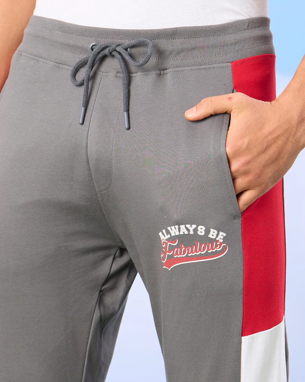 Men Grey Printed Active Track Pants sold by Redtag product image thumbnail 4