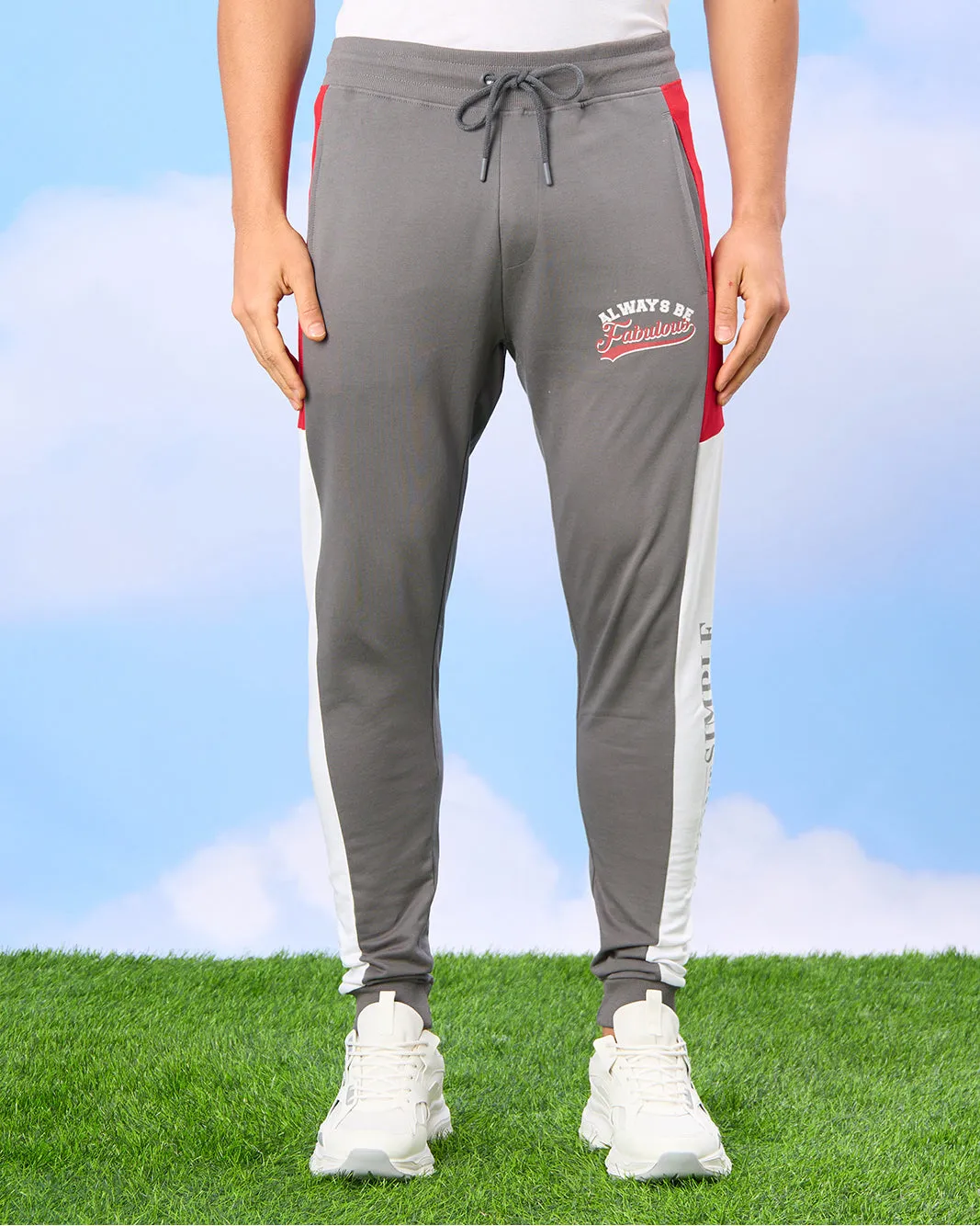 Men Grey Printed Active Track Pants sold by Redtag
