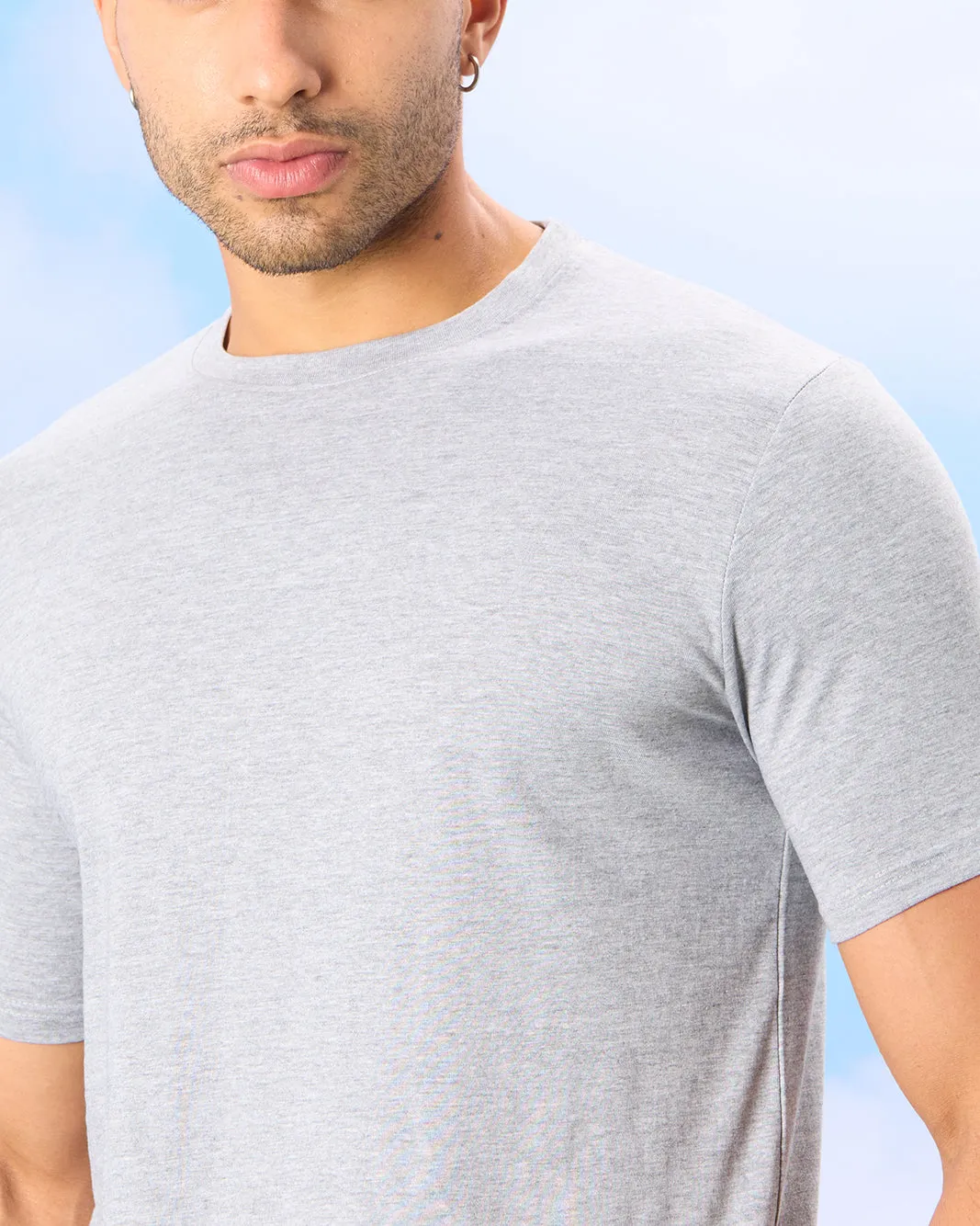 Men Grey Basic Solid T-Shirt sold by Redtag product image thumbnail 4