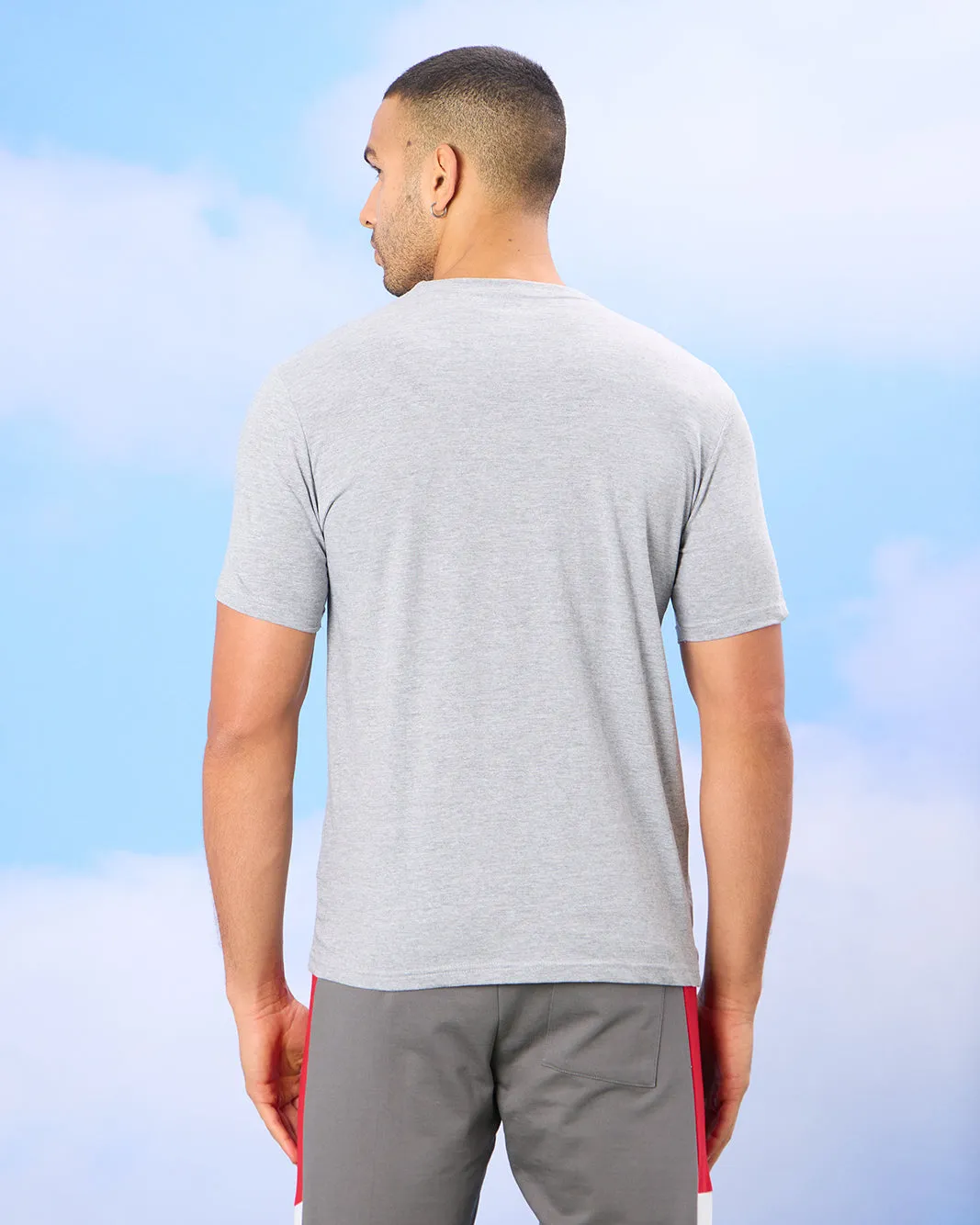 Men Grey Basic Solid T-Shirt sold by Redtag product image thumbnail 3