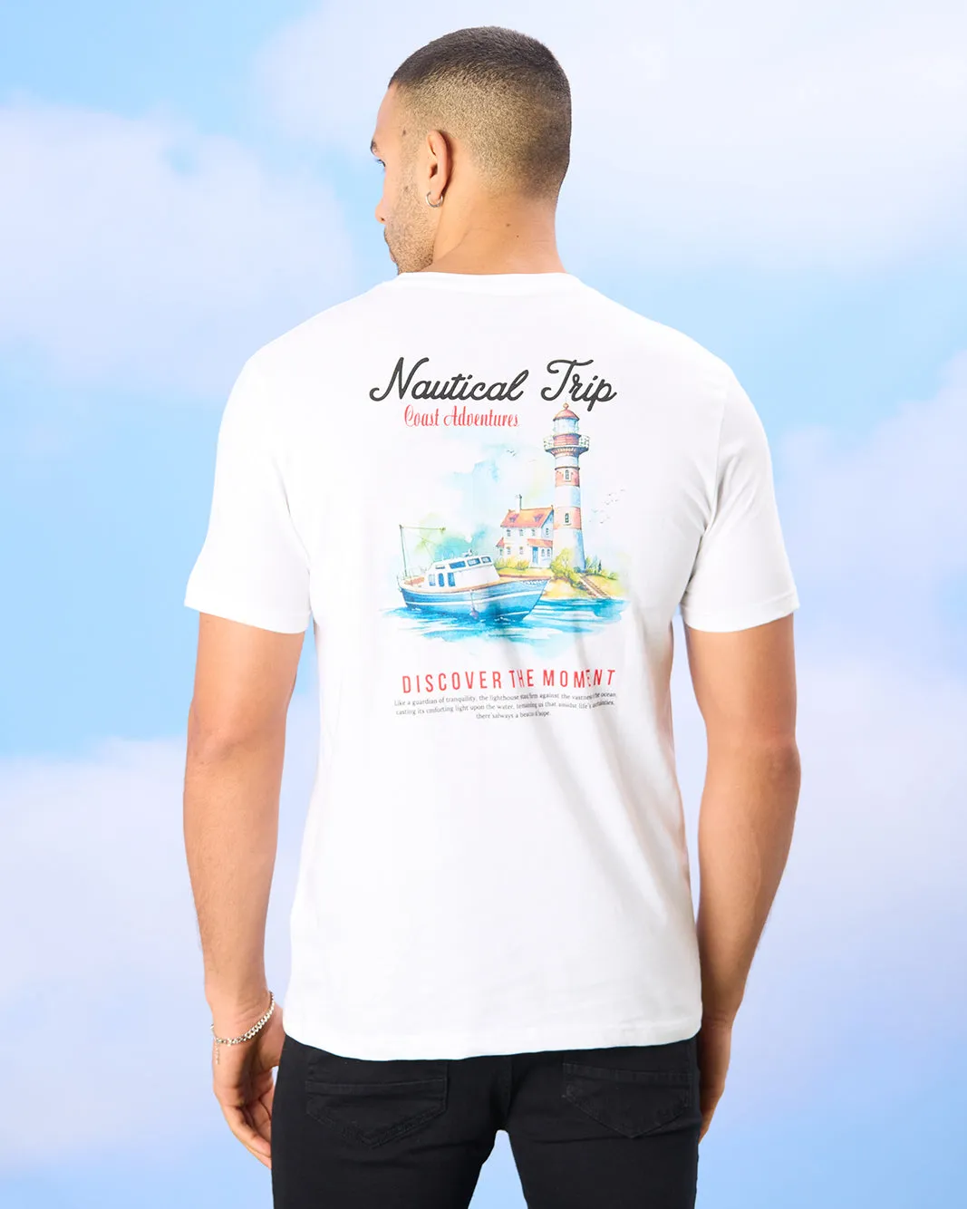 Men White Graphic T-Shirt sold by Redtag product image thumbnail 3