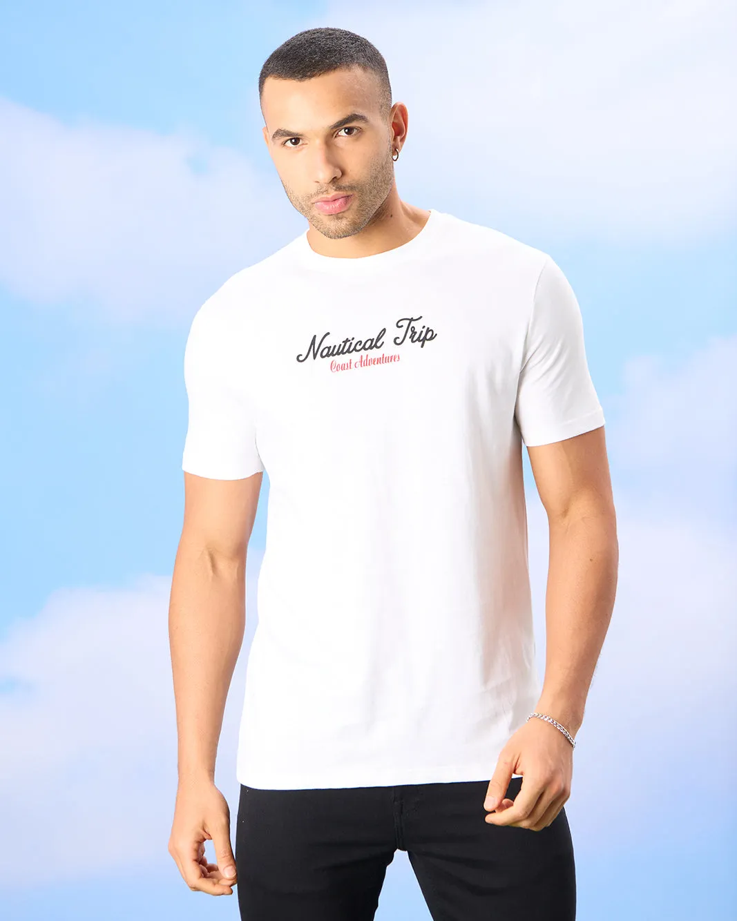 Men White Graphic T-Shirt sold by Redtag