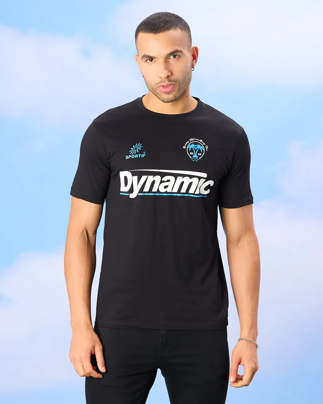 Men Black Dynamic Print T-Shirt sold by Redtag