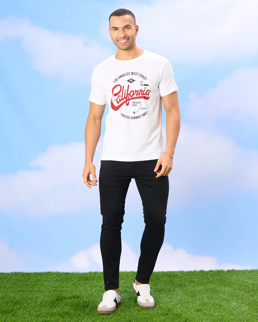 Men White California Print T-Shirt sold by Redtag product image thumbnail 2