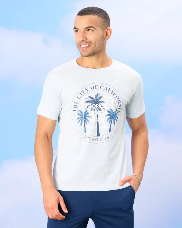 Men Blue Tropical Print T-Shirt sold by Redtag