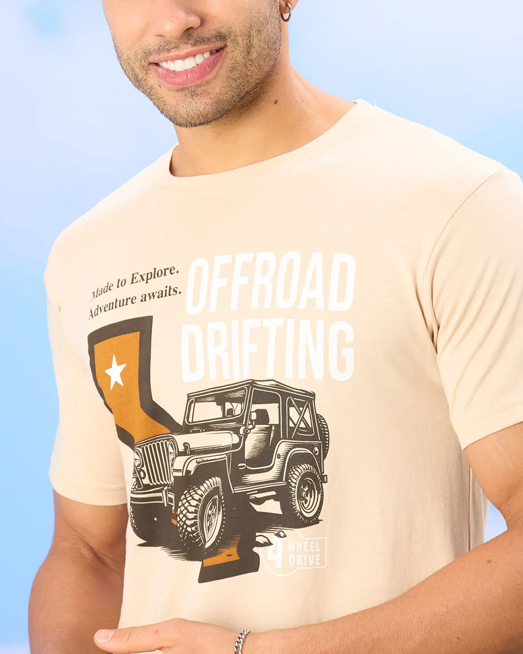 Men Beige Car Print T-Shirt sold by Redtag product image thumbnail 4