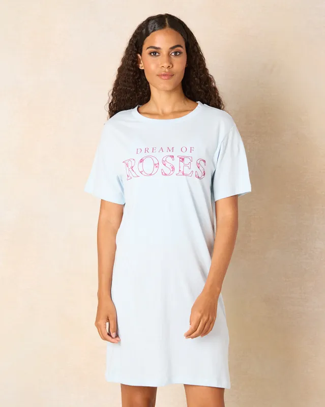 Women Blue Chest Print Nightshirt sold by Redtag