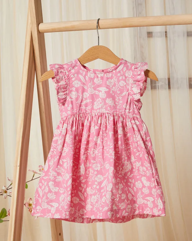 Infant Girls Pink Floral Print Dress sold by Redtag