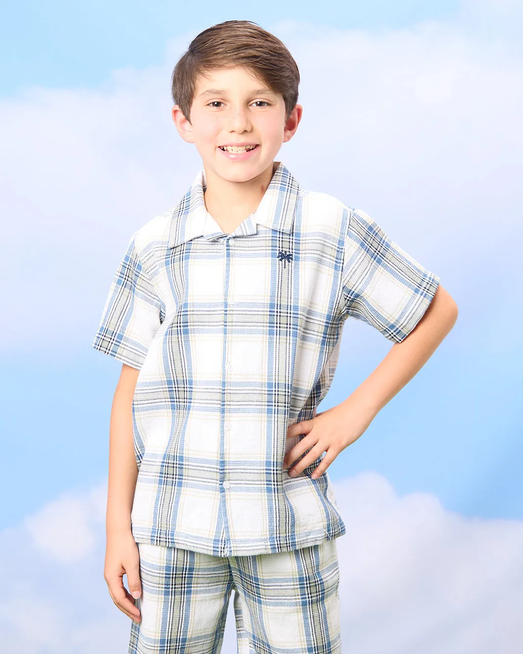 Boys White Checkered Shirt sold by Redtag