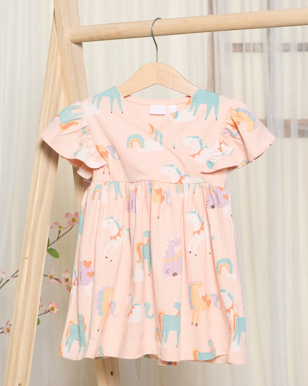 Infant Girls Pink Unicorn Print Dress sold by Redtag