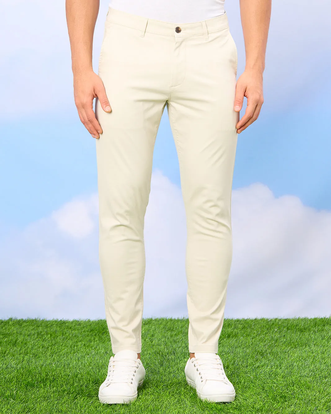 Men Grey Satin Slim Fit Chino sold by Redtag