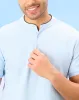 Men Blue Standup Collar Polo Shirt sold by Redtag