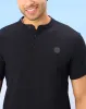 Men Black Standup Collar Polo Shirt sold by Redtag