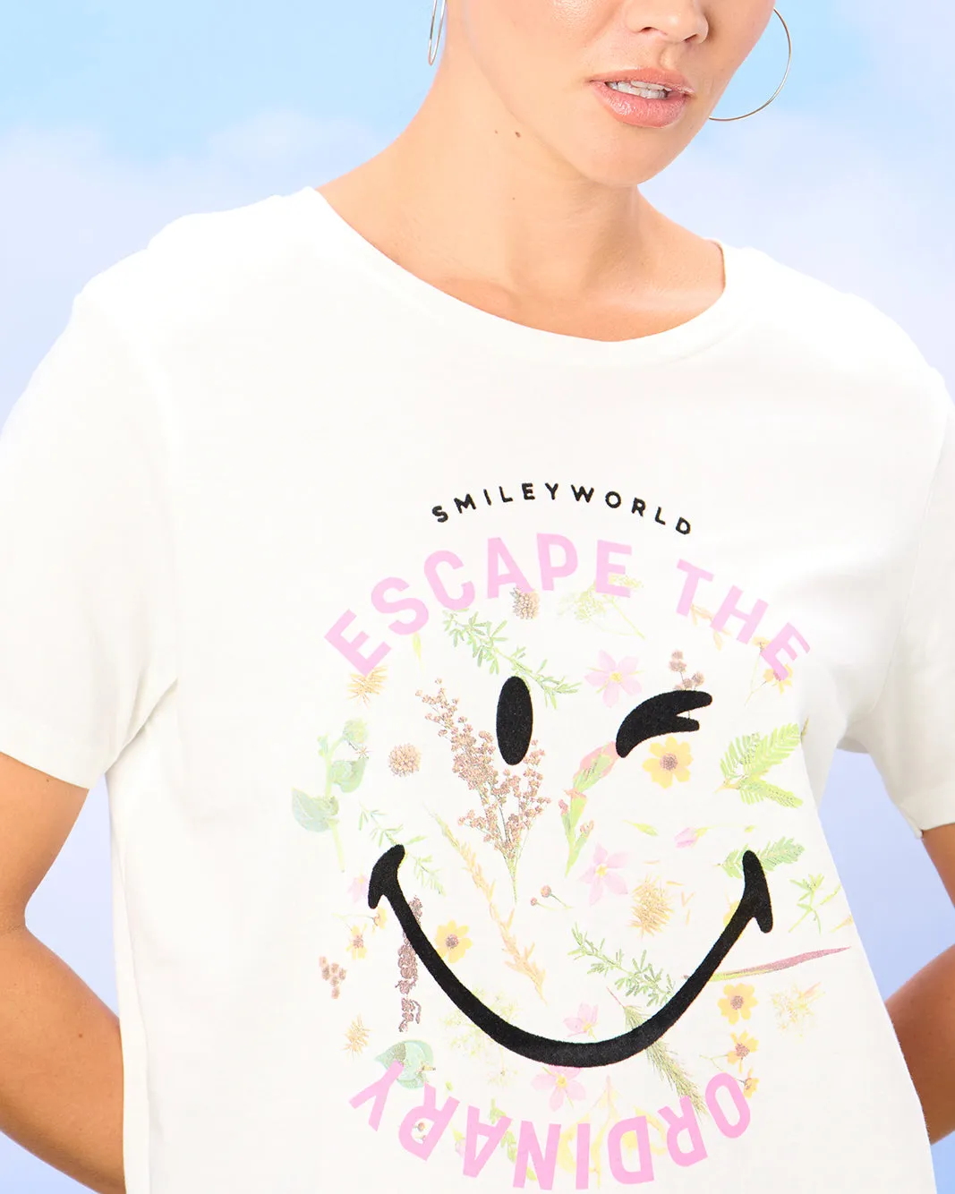 Women Ivory Smiley Printed T-Shirt sold by Redtag product image thumbnail 4