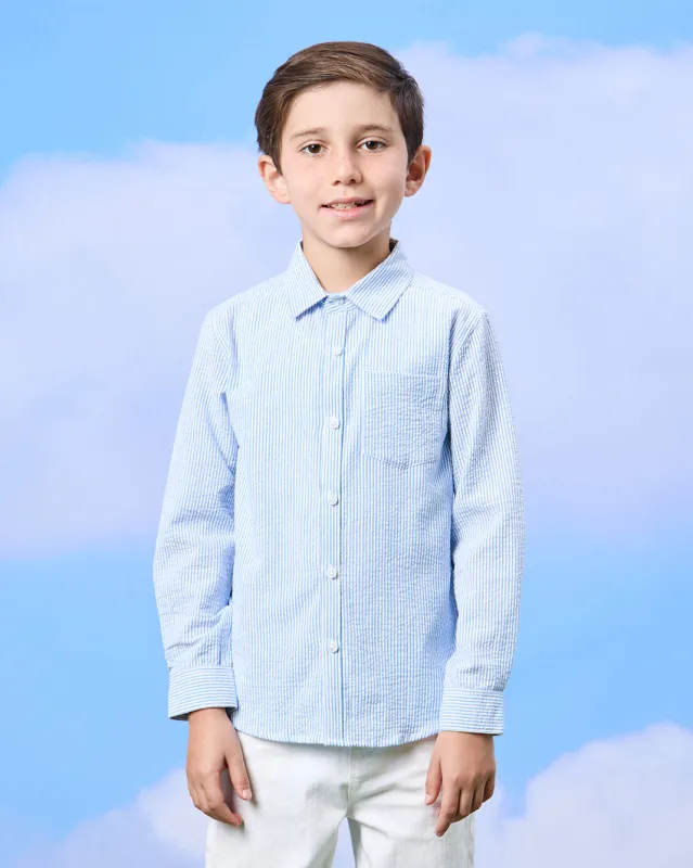 Boys Blue Shirt And White T-Shirt Set (2 Piece) sold by Redtag