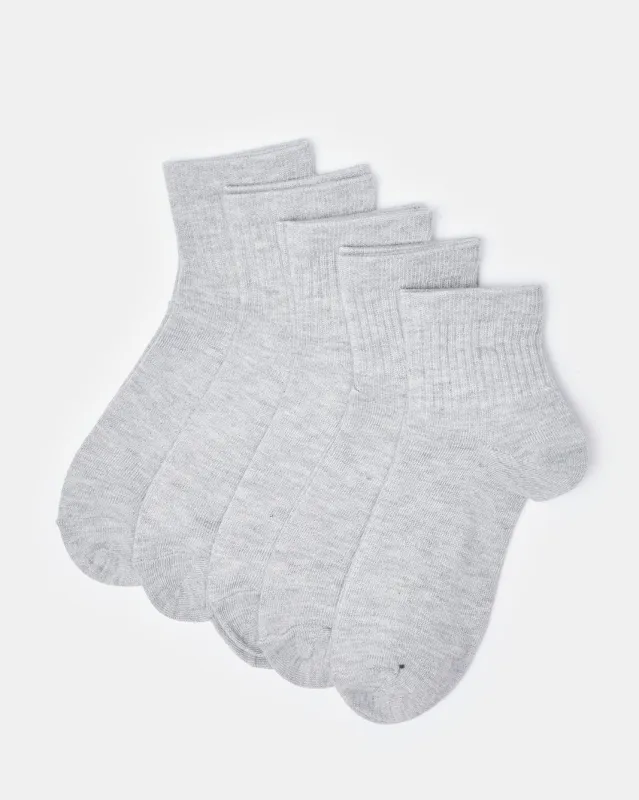 Senior Boys Grey Ankle Socks Set (5 Pairs) sold by Redtag