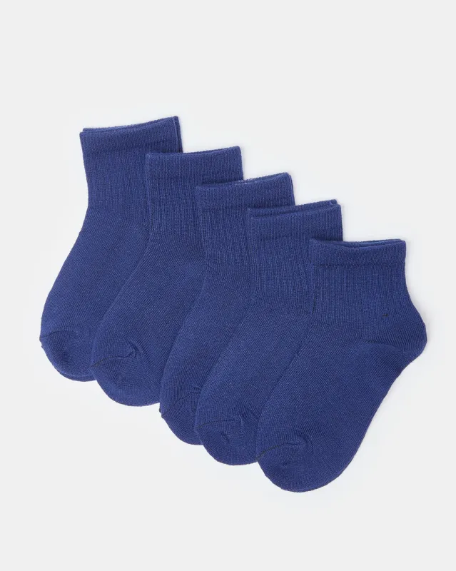 Senior Boys Navy Ankle Socks Set (5 Pairs) sold by Redtag
