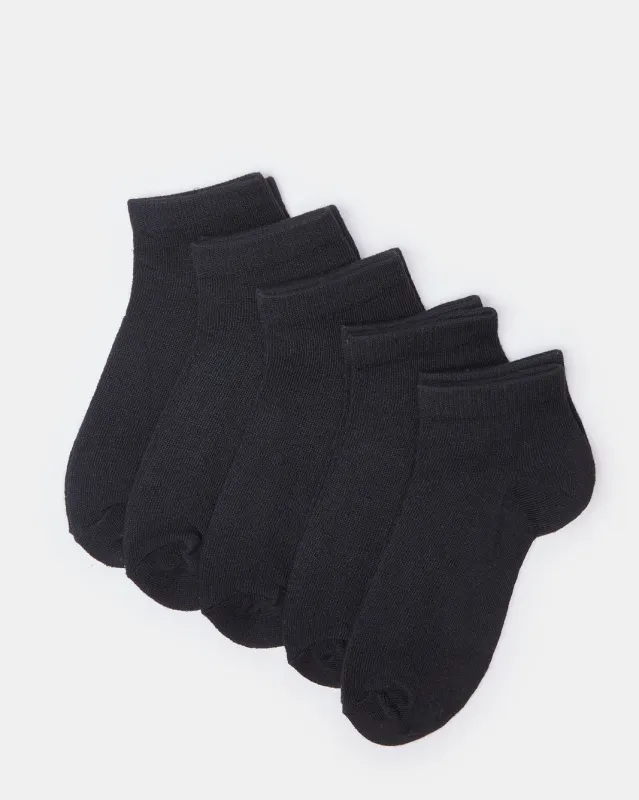 Senior Boys Black Ankle Socks Set (5 Pairs) sold by Redtag