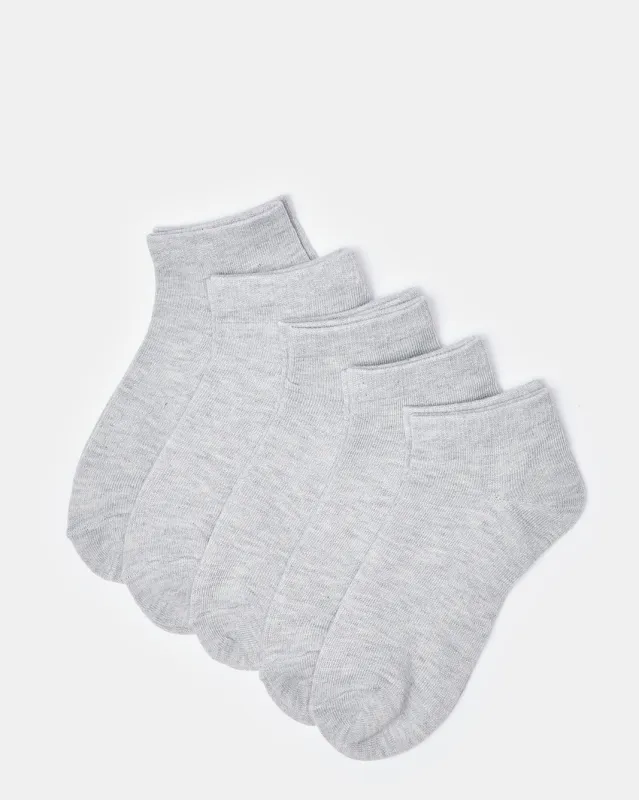 Senior Boys Grey Ankle Socks Set (5 Pairs) sold by Redtag