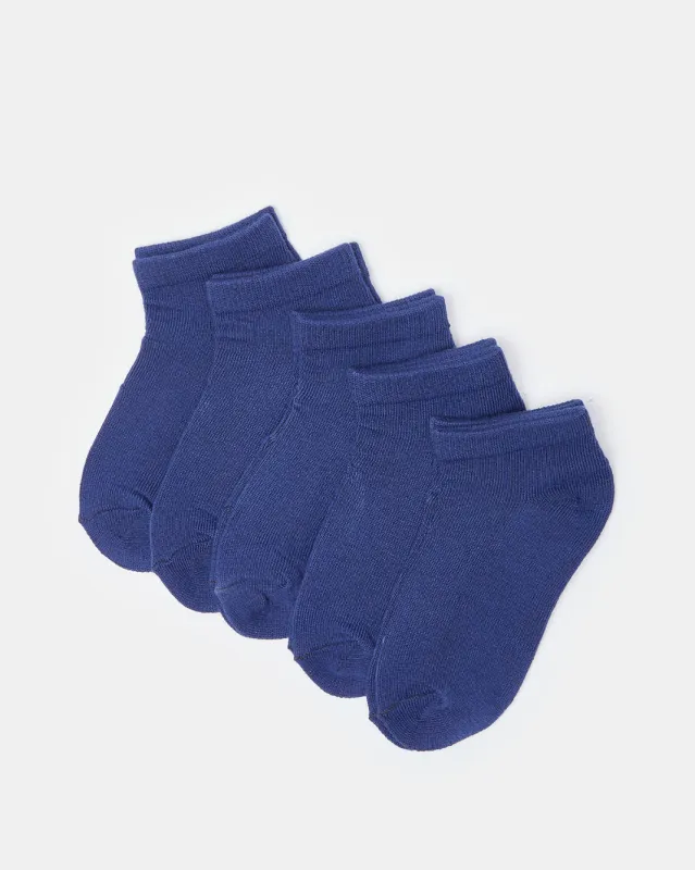 Senior Boys Navy Ankle Socks Set (5 Pairs) sold by Redtag