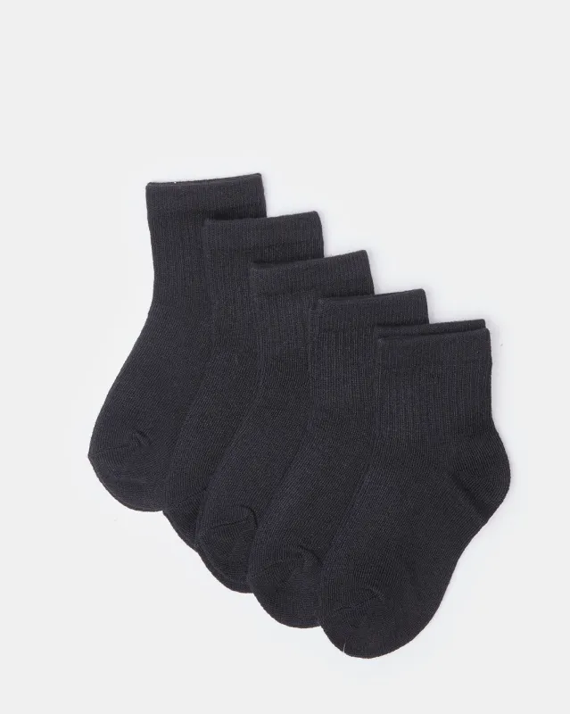 Senior Boys Black Ankle Socks Set (5 Pairs) sold by Redtag