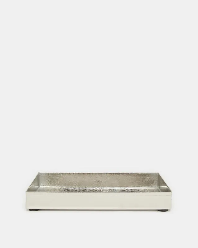 Silver Flower Embossed Amenity Tray sold by Redtag