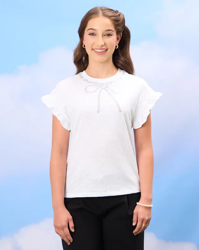 Senior Girls White Embellished Top sold by Redtag