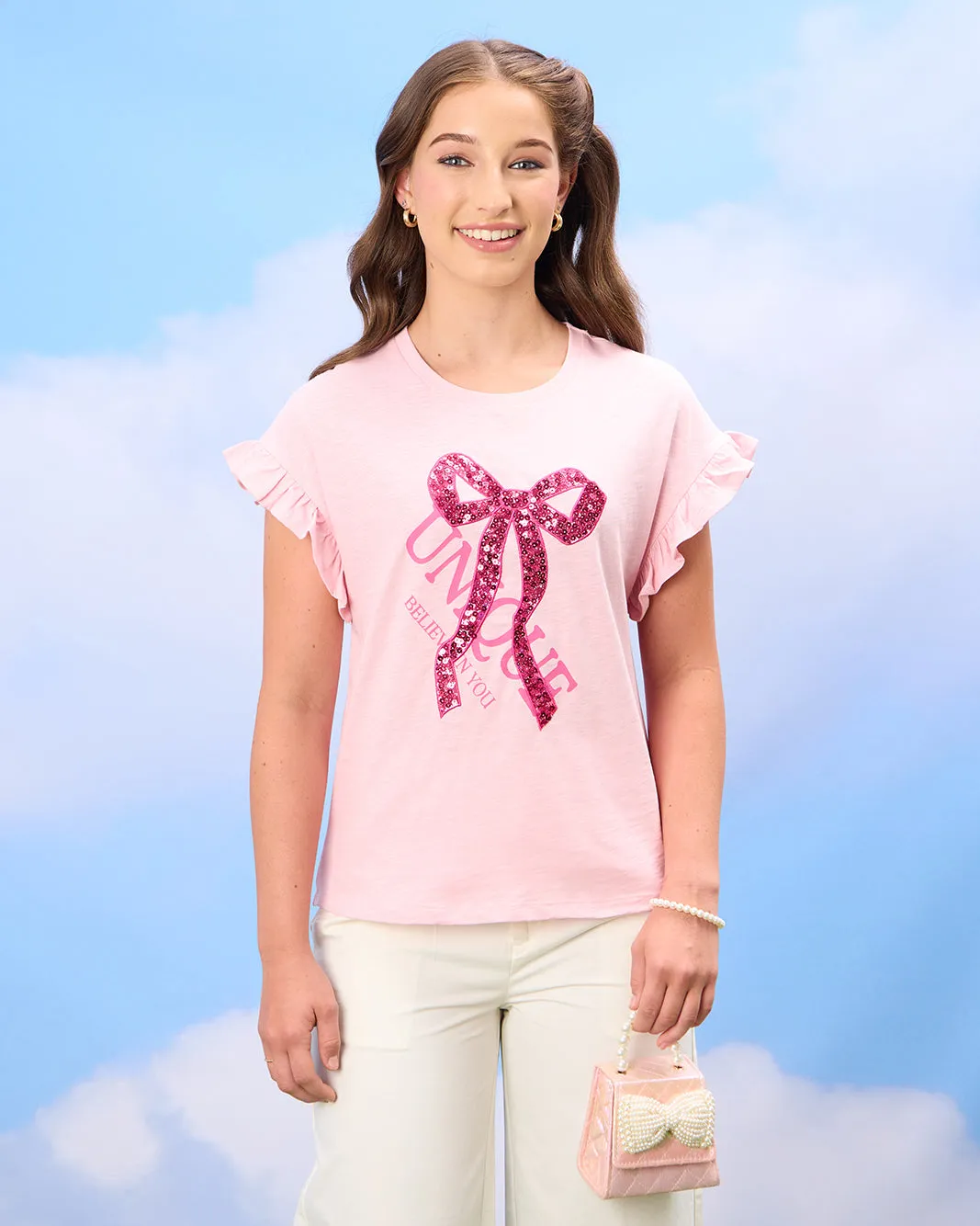 Senior Girls Pink Embellished Top sold by Redtag