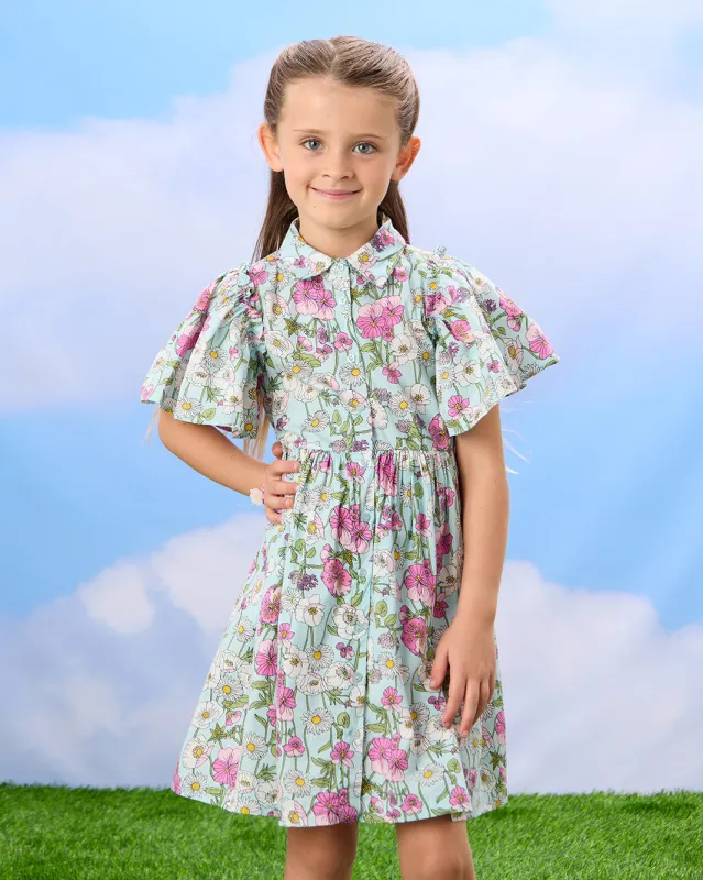 Girls Mint Floral Printed Dress sold by Redtag