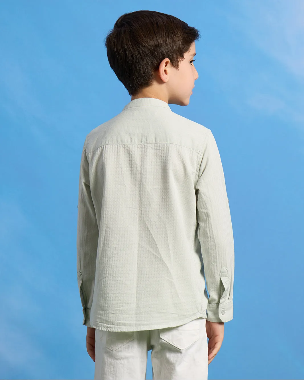 Boys Mint Mandarin Collar Shirt sold by Redtag product image thumbnail 3