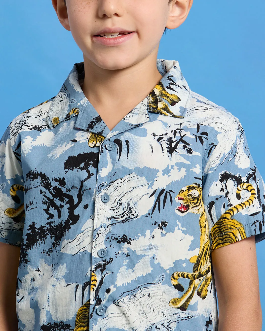 Boys Blue Tiger Print Shirt And T-Shirt Set (2 Piece) sold by Redtag product image thumbnail 5