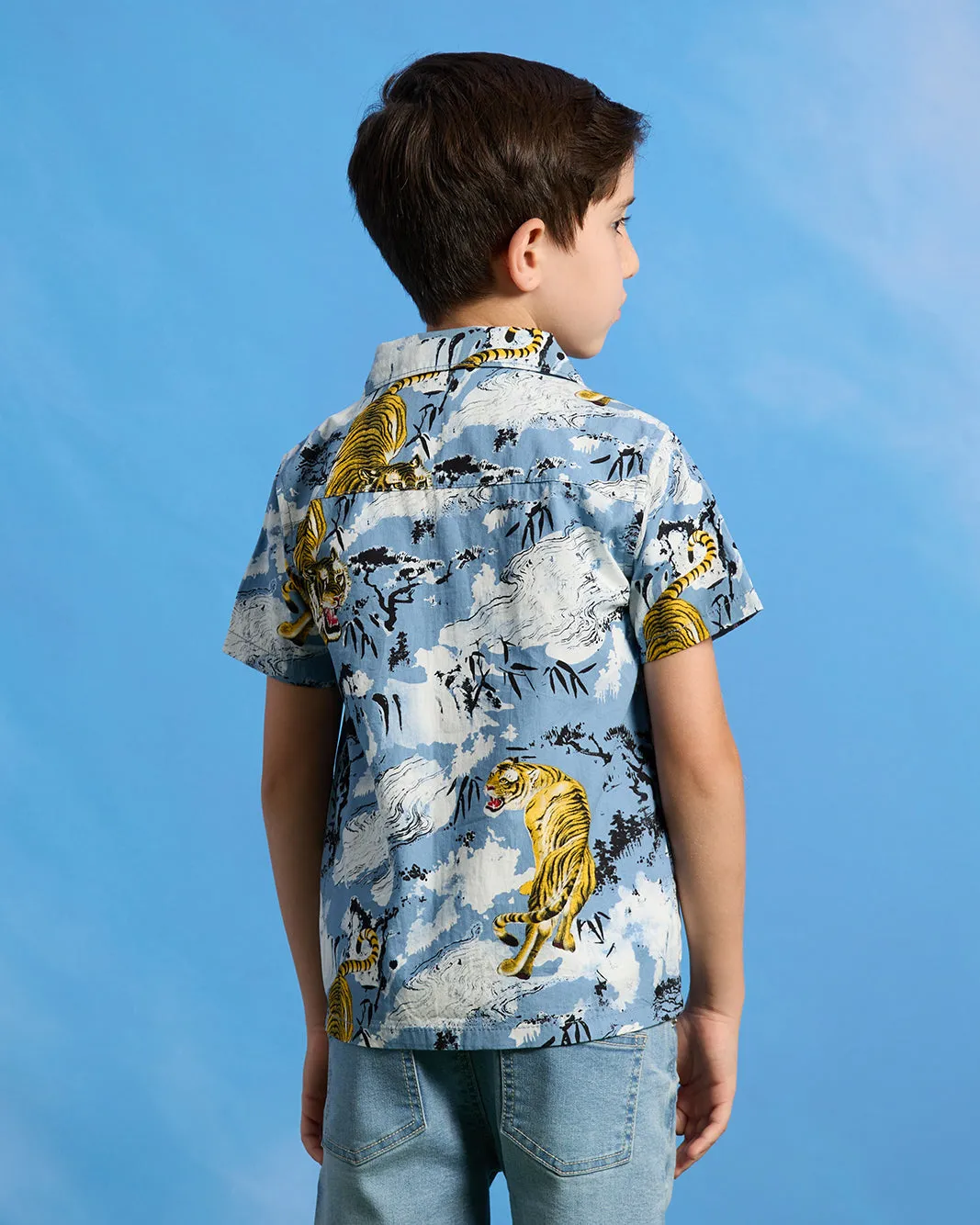 Boys Blue Tiger Print Shirt And T-Shirt Set (2 Piece) sold by Redtag product image thumbnail 4