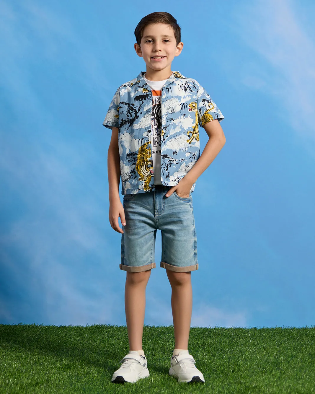 Boys Blue Tiger Print Shirt And T-Shirt Set (2 Piece) sold by Redtag