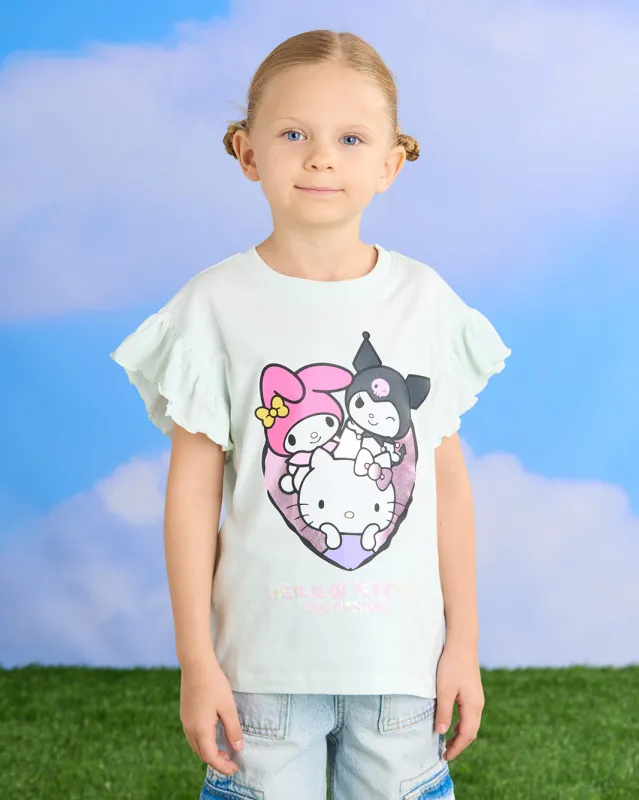 Girls Mint Hello Kitty Print With Sequins T-Shirt sold by Redtag