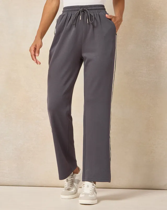 Women Grey Tape Detail Wide Leg Active Pants sold by Redtag