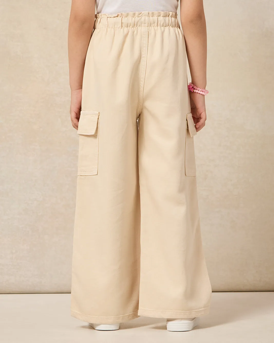 Girls Beige Wide leg Casual Trouser With Cargo Pockets sold by Redtag product image thumbnail 3
