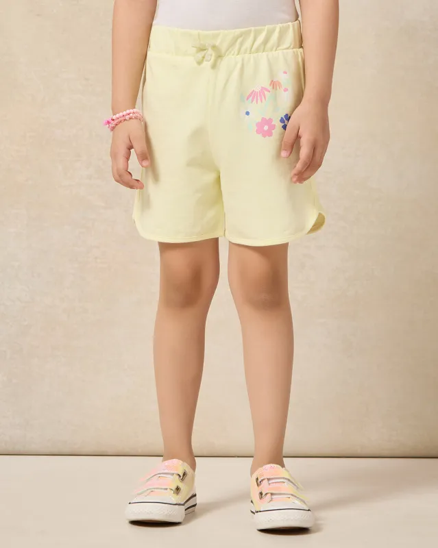 Girls Yellow Printed Shorts sold by Redtag
