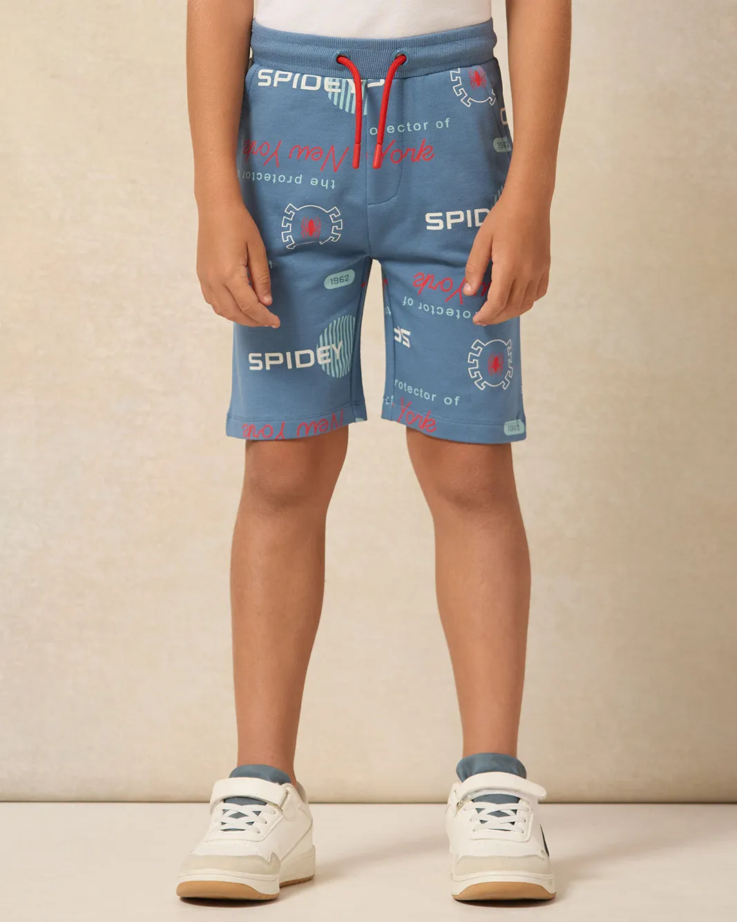 Boys Blue Spiderman Printed Shorts sold by Redtag