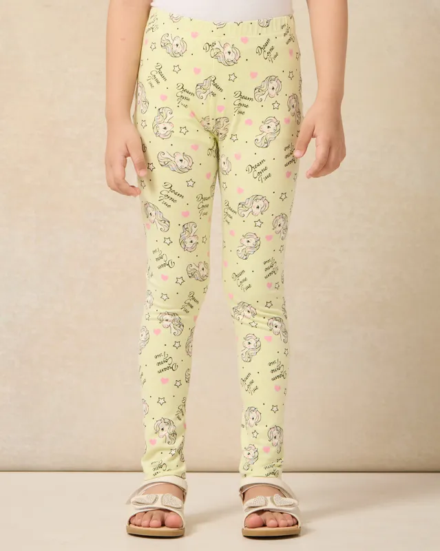 Girls Yellow Horse All Over Print Legging sold by Redtag