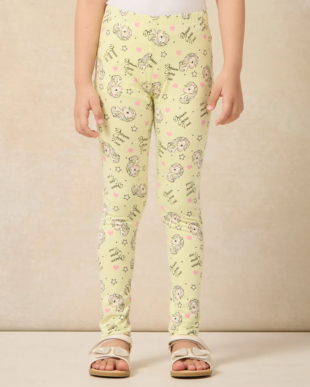 Girls Yellow Horse All Over Print Legging sold by Redtag