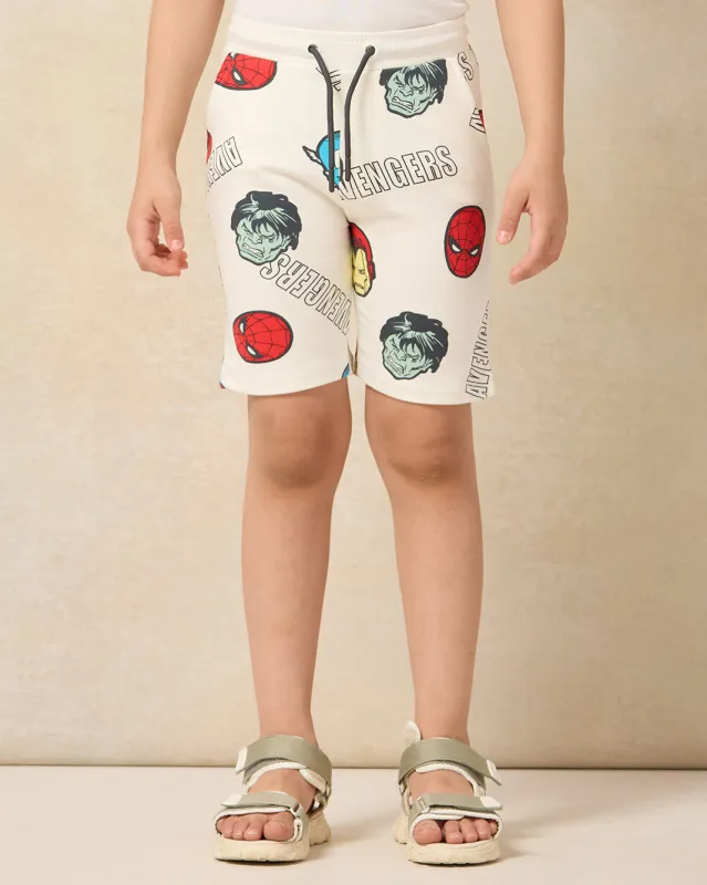 Boys Cream Printed Shorts sold by Redtag