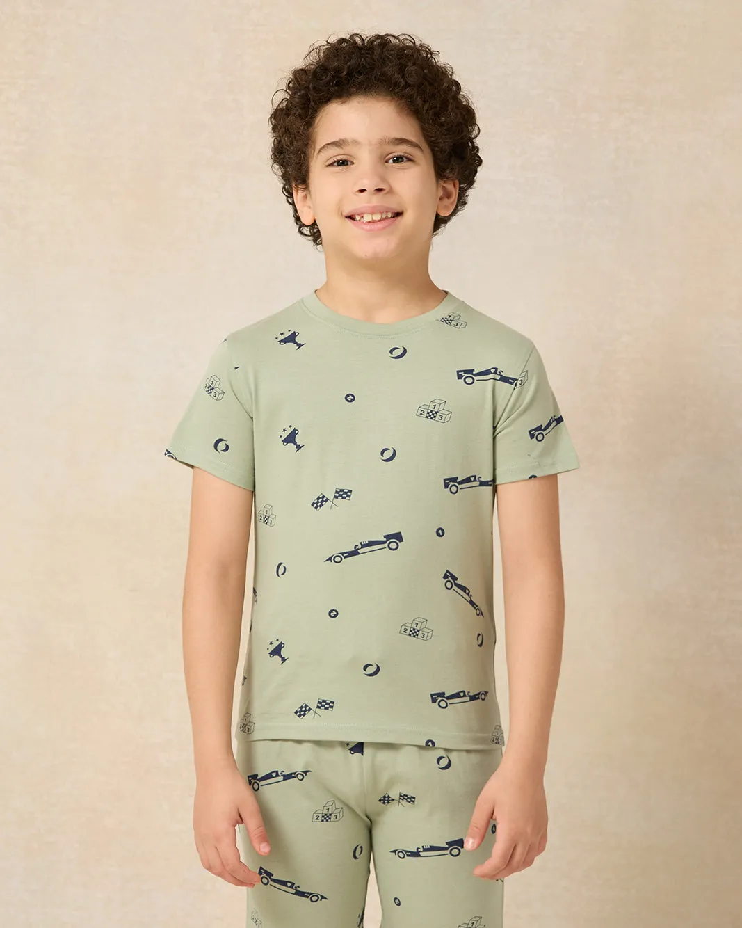 Boys Green Printed Pyjama Set (2 Piece) sold by Redtag product image thumbnail 2